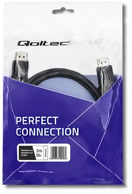 QOLTEC 50446 kabelis DisplayPort v1.2 vyriškas DisplayPort v1.2 vyriškas 4Kx2K 2m