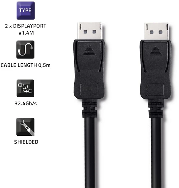 QOLTEC 50584 DisplayPort v1.4 vyriškas / DisplayPort v1.4 vyriškas 0,5 m