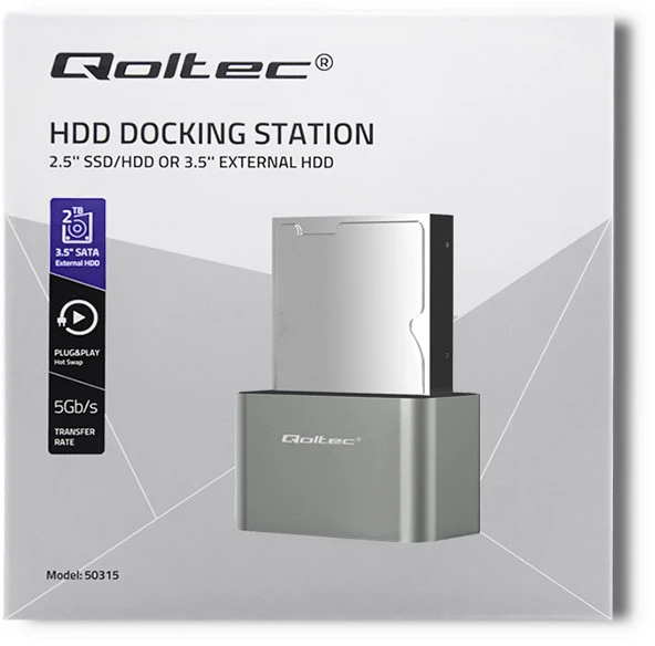 QOLTEC 50315 HDD / SSD prijungimo stotis 2,5 colio / 3,5 colio SATA USB 3.0