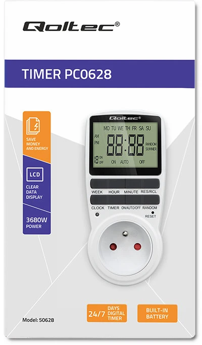 QOLTEC 50628 elektroninis laikmatis PC0628 su LCD