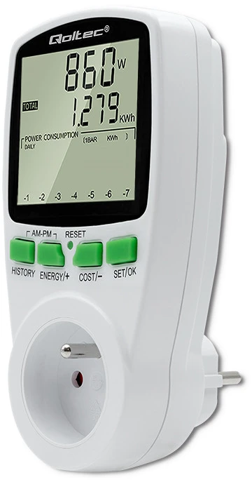 QOLTEC 50627 Galios matuoklis PM0627 su istorija / 3680W / 16A / LCD