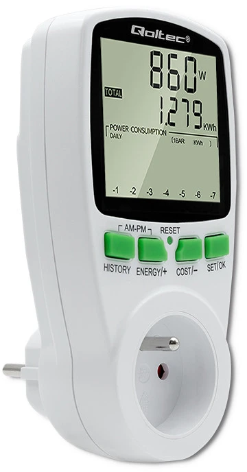 QOLTEC 50627 Galios matuoklis PM0627 su istorija / 3680W / 16A / LCD