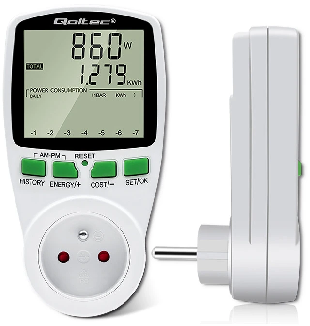 QOLTEC 50627 Galios matuoklis PM0627 su istorija / 3680W / 16A / LCD
