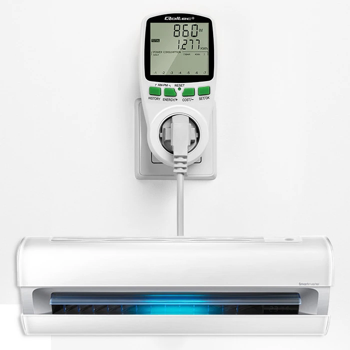 QOLTEC 50627 Galios matuoklis PM0627 su istorija / 3680W / 16A / LCD