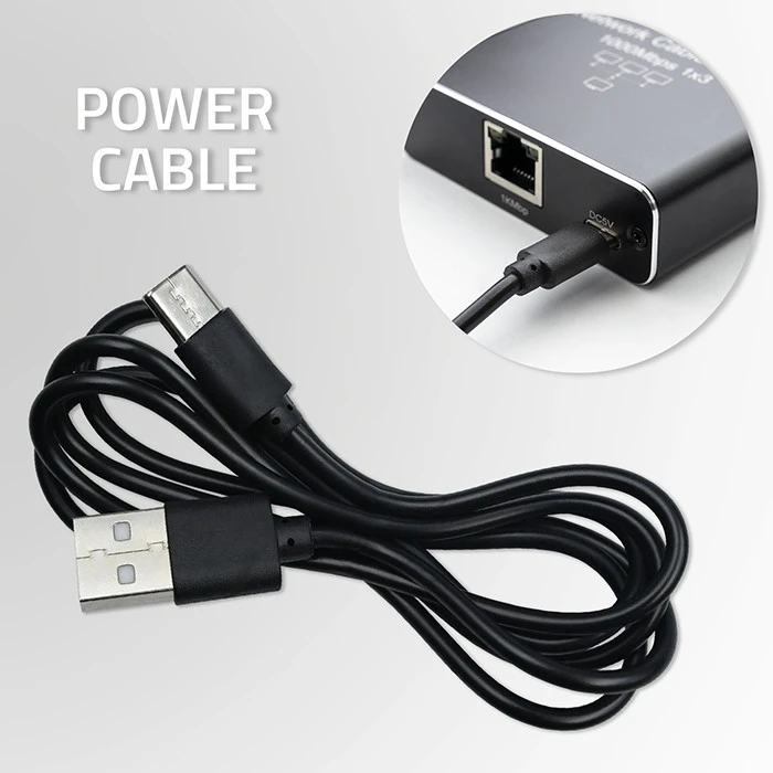 Šakotuvas „Qoltec Rozdzielacz“ skirstytuvas Ethernet mini jungiklis 1x4 RJ45 | 1000Mb/s | USB-C | Aliuminio