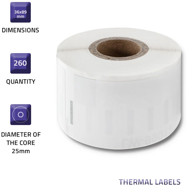 QOLTEC 50754 Labels for DYMO LW-99012 / S0722400 / 36 x 89 mm / 260 pieces