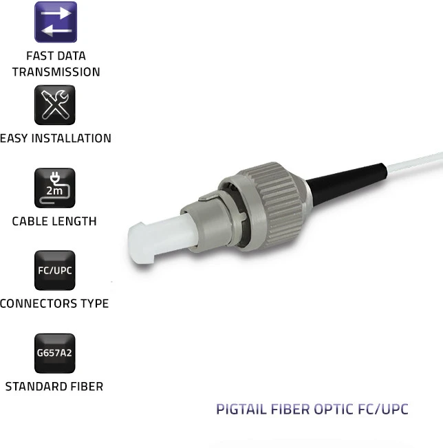 Qoltec FC/UPC optinio pluošto pigtailas 2m