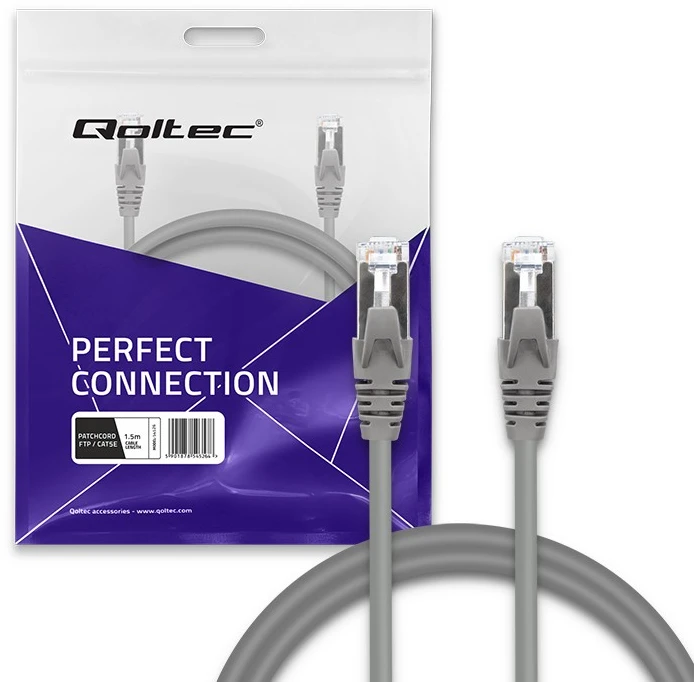 Qoltec FTP kabelis CAT5e 2xRJ45 1.5m auksuotas