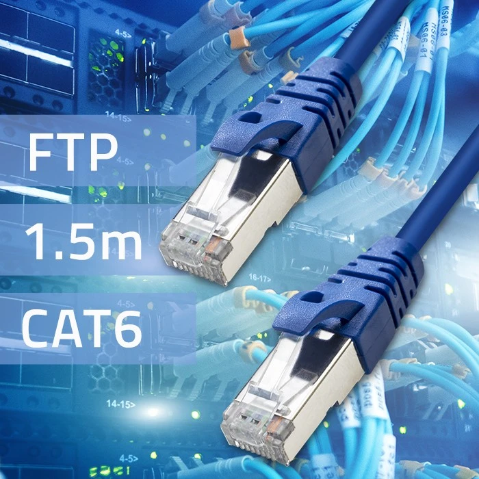 Qoltec FTP kabelis Patchcord CAT6 2xRJ45 1.5m auksuotas