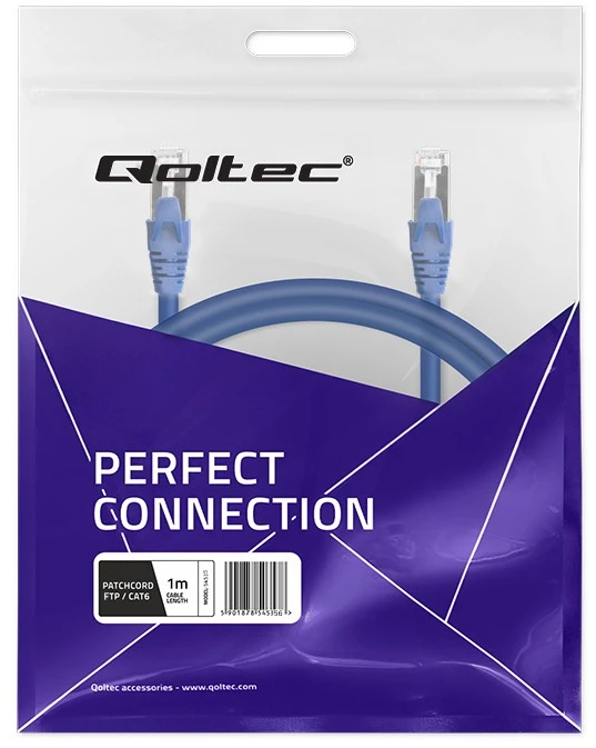 Qoltec FTP kabelis Patchcord CAT6 2xRJ45 1m auksuotas