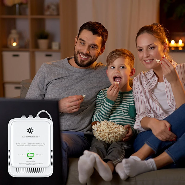 Qoltec gamtinių dujų nuotėkio jutiklis CH4 detektorius 85dB signalas LED