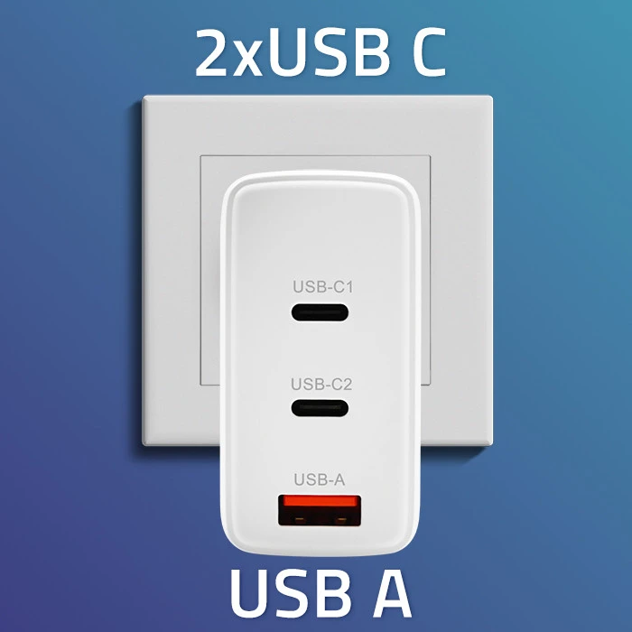 Adapteris Įkroviklis tinklo 100 W gan 5-20 V 15-5 A 2 x usb-c pd 1 usb qc 3.0 baltas Qoltec