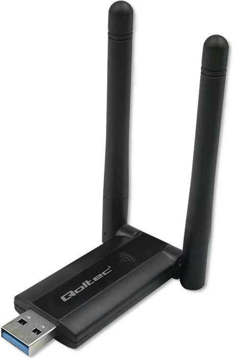 Qoltec 56987 Adapteris USB DUAL Wi-Fi su antena 2 x 2dBi | Standartinė kintamoji srovė | USB 3.0 | 1200 Mbps