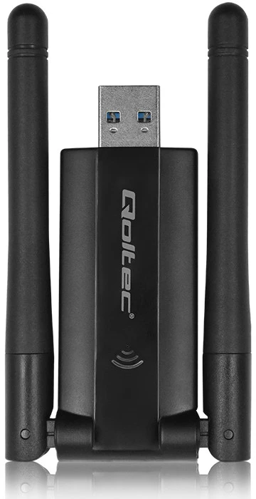 Qoltec 56987 Adapteris USB DUAL Wi-Fi su antena 2 x 2dBi | Standartinė kintamoji srovė | USB 3.0 | 1200 Mbps