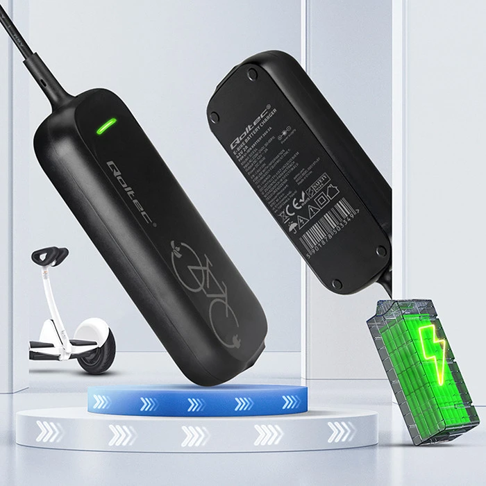 Įkroviklis elektriniam dviračiui Qoltec, juodas