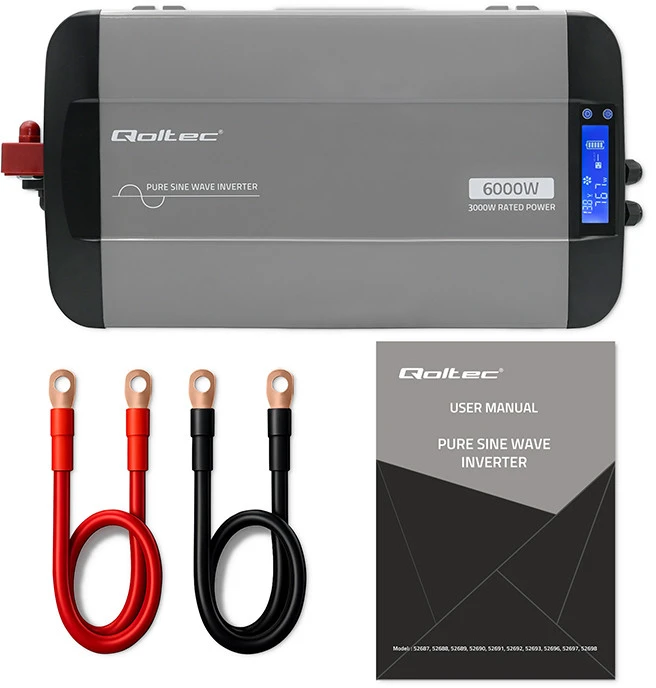 Qoltec Pure Sine Wave | 12V na 230V | 3000/6000W