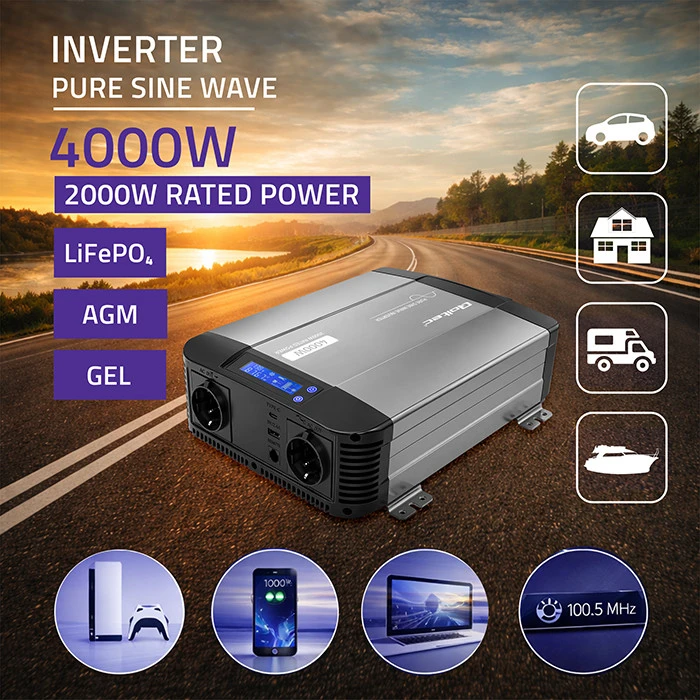 Qoltec Pure Sine Wave | 12V na 230V | 2000/4000W
