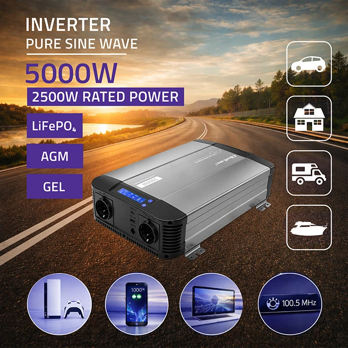 Qoltec Pure Sine Wave | 12V na 230V | 2500/5000W