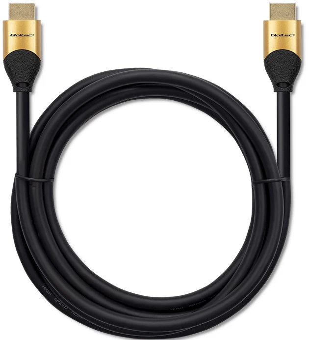 Qoltec 50355 HDMI v2.1 kabelis Itin didelės spartos 8K | 60 Hz | 28AWG | AUKSAS | 2 m