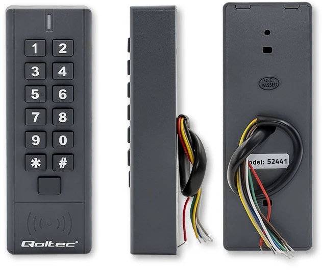 QOLTEC 52441 Kodinė spyna HYPERION su RFID skaitytuvu Kodų kortelės rakto pultelis IP68 EM