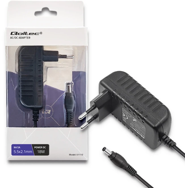 QOLTEC 51113 Universalus kintamosios srovės adapteris 18W 9V 2A 5.5 2.1