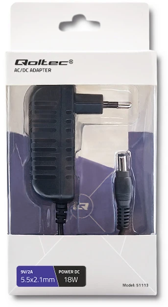 QOLTEC 51113 Universalus kintamosios srovės adapteris 18W 9V 2A 5.5 2.1