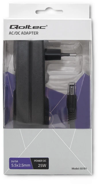 QOLTEC 50781 Kištukinis maitinimo šaltinis 25W 5V 5A 5,5x2,5