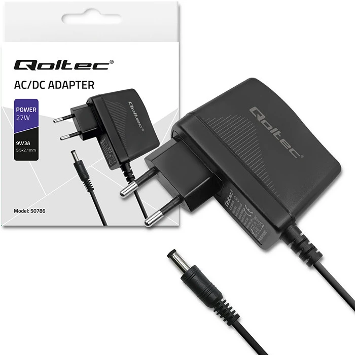 QOLTEC 50786 Kištukinis maitinimo šaltinis 27W 9V 3A 5,5x2,1
