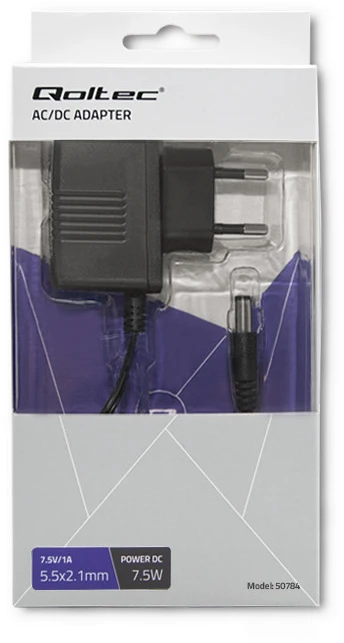 QOLTEC 50784 Kištukinis maitinimo šaltinis 7,5W 7,5V 1A 5,5x2,1