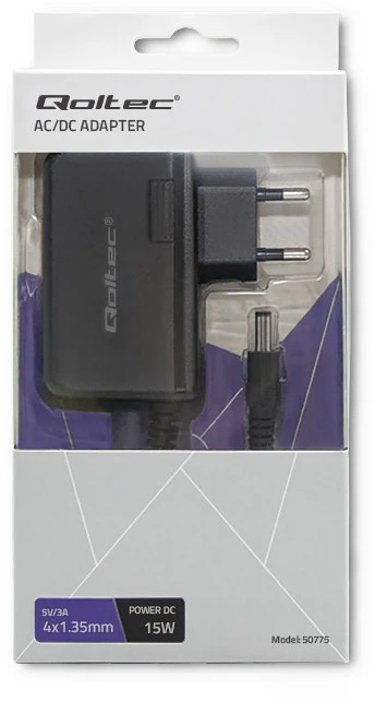 QOLTEC 50775 Kištukinis maitinimo šaltinis 15W 5V 3A 4,0x1,35