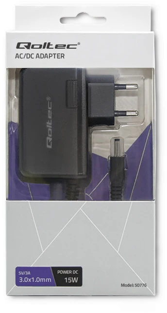 QOLTEC 50776 Kištukinis maitinimo šaltinis 15W 5V 3A 3.0x1.0