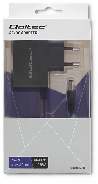 QOLTEC 50785 Kištukinis maitinimo šaltinis 15W 7,5V 2A 5,5x2,1