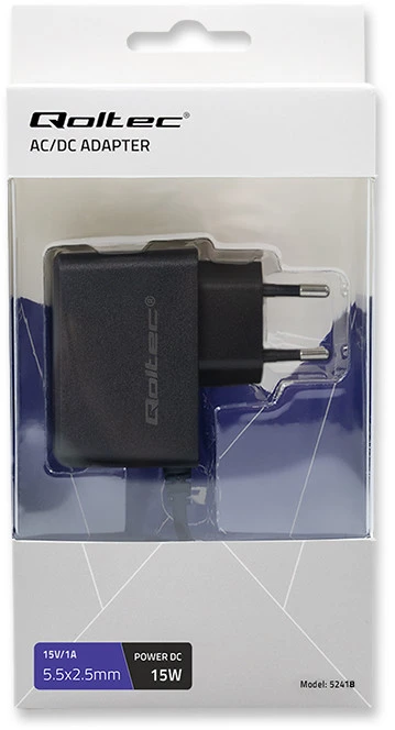 QOLTEC 52418 Kištukinis maitinimo adapteris PREMIUM 15W / 15V / 1A / 5,5x2,5