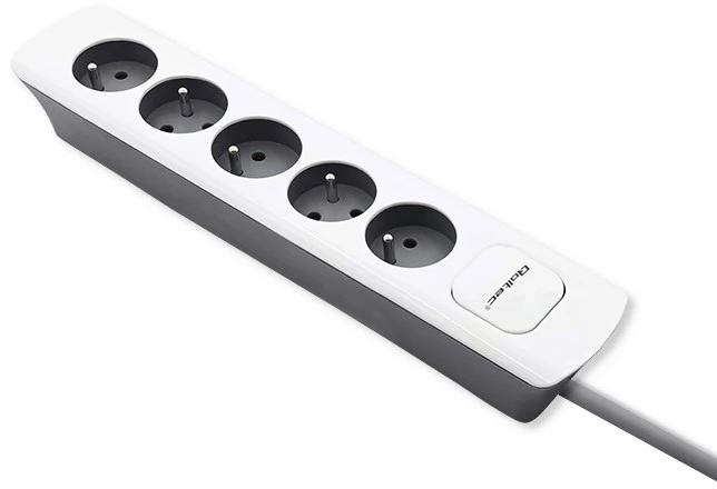 QOLTEC 50296 Power strip 5 sockets 1.8m Baltas pilkas