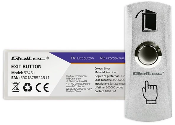QOLTEC 52451 išėjimo mygtukas su LED foniniu apšvietimu