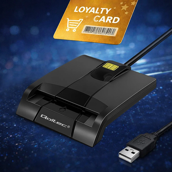 QOLTEC 50634 Išmanusis Smart ID lustinių kortelių skaitytuvas SCR0634 USB Type C