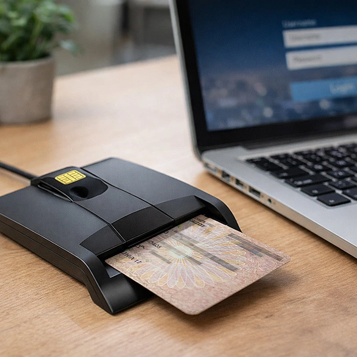 QOLTEC 50634 Išmanusis Smart ID lustinių kortelių skaitytuvas SCR0634 USB Type C