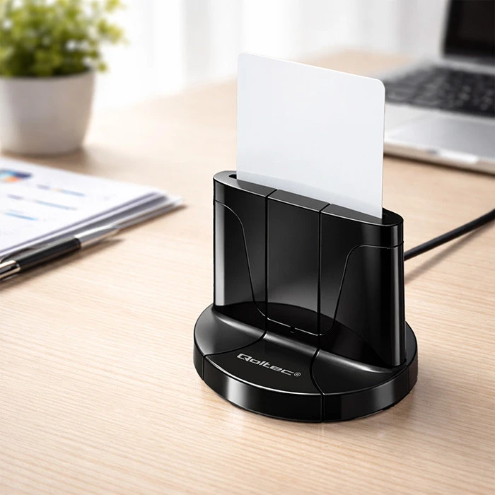 QOLTEC 50632 Išmanusis Smart ID kortelių skaitytuvas SCR0632 USB tipo C