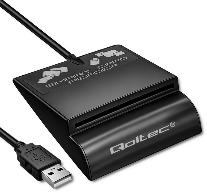 QOLTEC 50636 Intelligent Smart ID lustinių kortelių skaitytuvas SCR0636 USB tipo C