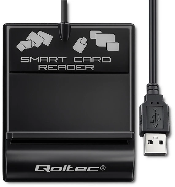 QOLTEC 50636 Intelligent Smart ID lustinių kortelių skaitytuvas SCR0636 USB tipo C