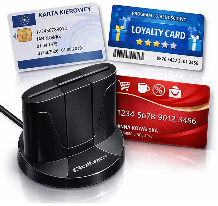 QOLTEC 50632 Išmanusis Smart ID kortelių skaitytuvas SCR0632 USB tipo C
