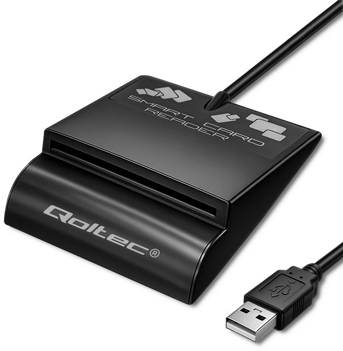 QOLTEC 50636 Intelligent Smart ID lustinių kortelių skaitytuvas SCR0636 USB tipo C