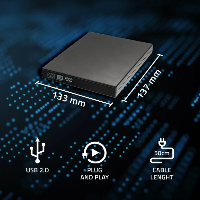 Qoltec išorinis DVD-RW įrašymo įrenginys USB 2.0