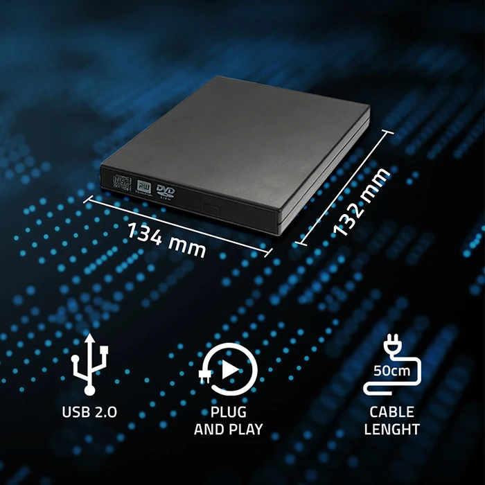 QOLTEC 51866 išorinis USB 2.0 12,7 mm SATA optinio disko dėklas