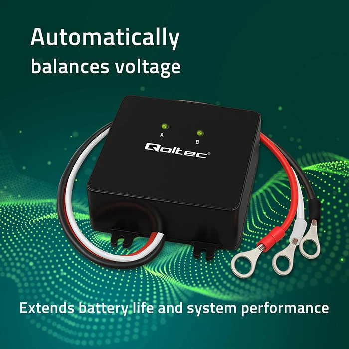 Qoltec įtampos balansavimo įrenginys 24V baterijoms 2 x 12V 5A LiFePO4 AGM GEL