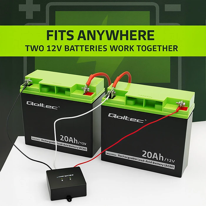 Qoltec įtampos balansavimo įrenginys 24V baterijoms 2 x 12V 5A LiFePO4 AGM GEL