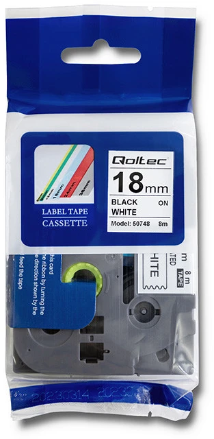 QOLTEC 50748 Tape for BROTHER TZ2-241 / 18mm x 8m / Baltas/ Juodas print