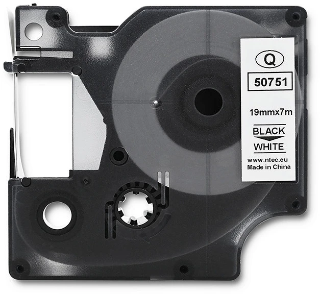 QOLTEC 50751 Tape for DYMO D1 45803/ 45808 / 19mm x 7m / Baltas/Juodas print