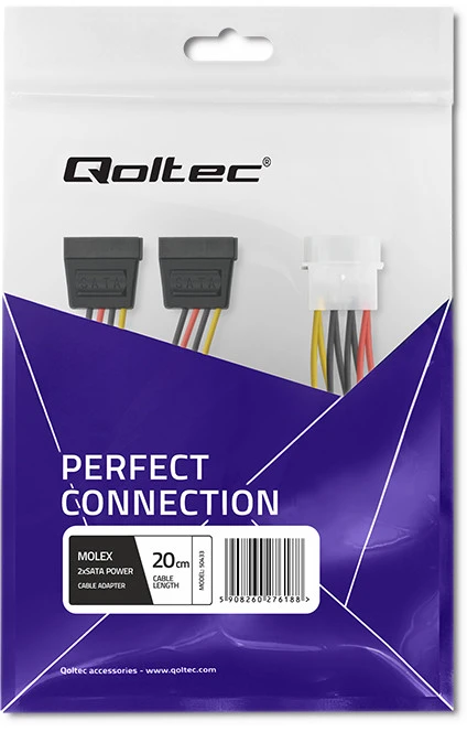 QOLTEC 27618 Qoltec Adapteris cable 20cm POWER MOLEX/2xSATA