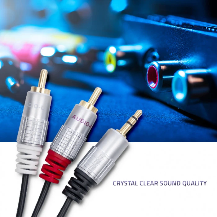 QOLTEC 52341 Kabelis 2xRCA Mini Jack 3,5mm vyriškas 2m Juodas